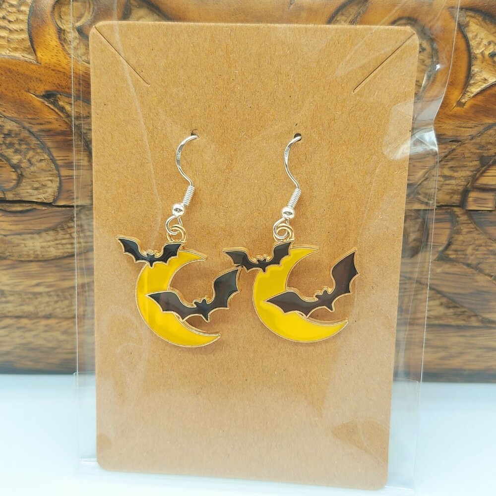Moon and Bat Earrings Halloween Earrings